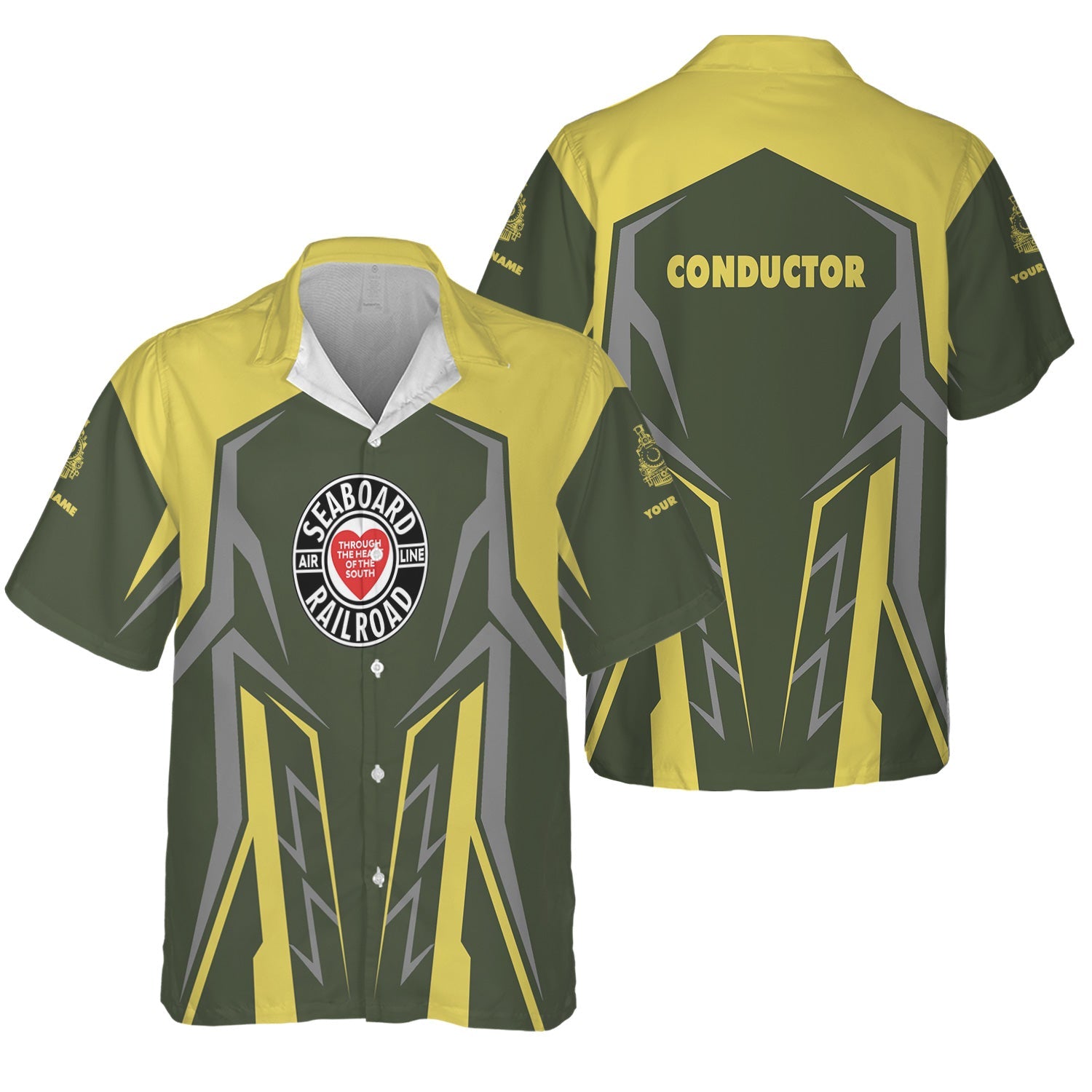 Railspirit Personalized Seaboard Air Line Railroad Hawaiian Shirt Futuristic Design with Custom Job Train Shirt