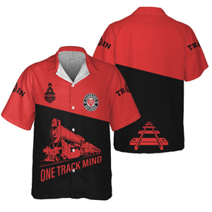 Railspirit Personalized Seaboard Air Line Railroad Hawaiian Shirt One Track Mind DL&W Unisex Train Shirt Gift Idea For Train Lover
