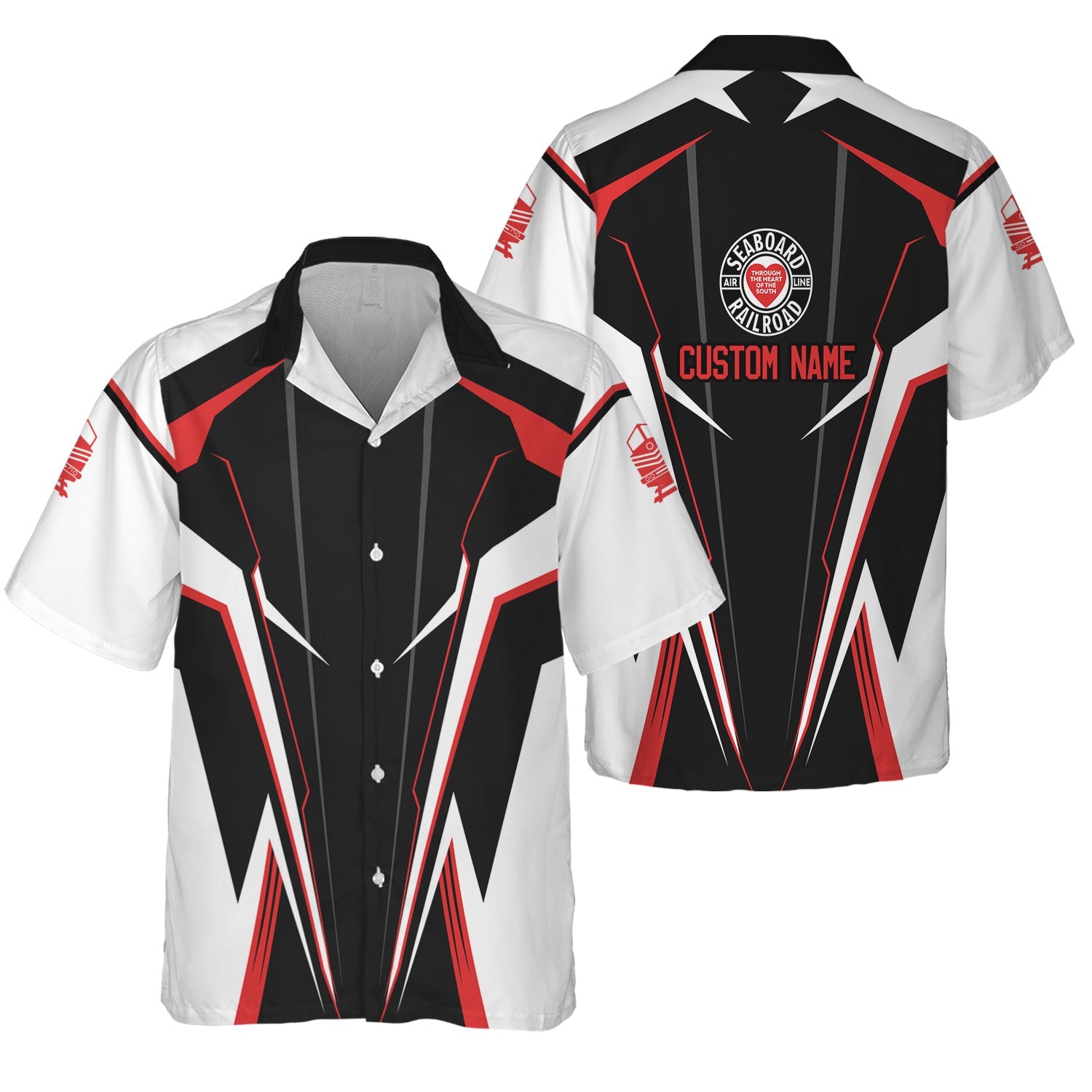 Railspirit Personalized Seaboard Air Line Railroad Hawaiian Shirt Lightning-Edge Design Train Shirt For Railroad Lovers