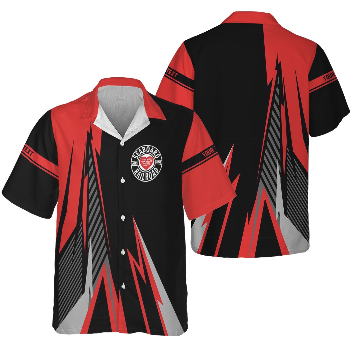 Railspirit Personalized Seaboard Air Line Railroad Hawaiian Shirt Lightning-Inspired Railway Style Shirt For Train Lovers