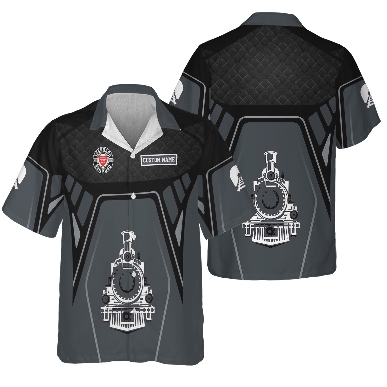 Railspirit Personalized Seaboard Air Line Railroad Hawaiian Shirt Steam Locomotive Engine Graphic Train Shirt All Over Print