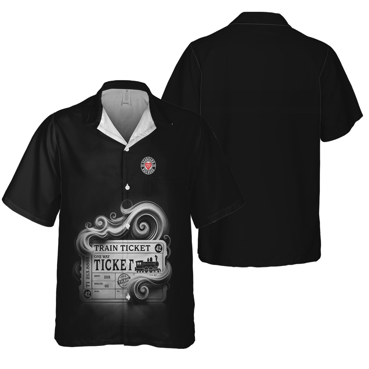 Railspirit Personalized Seaboard Air Line Railroad Hawaiian Shirt Train Ticket DL&W American Locomotive Printed Train