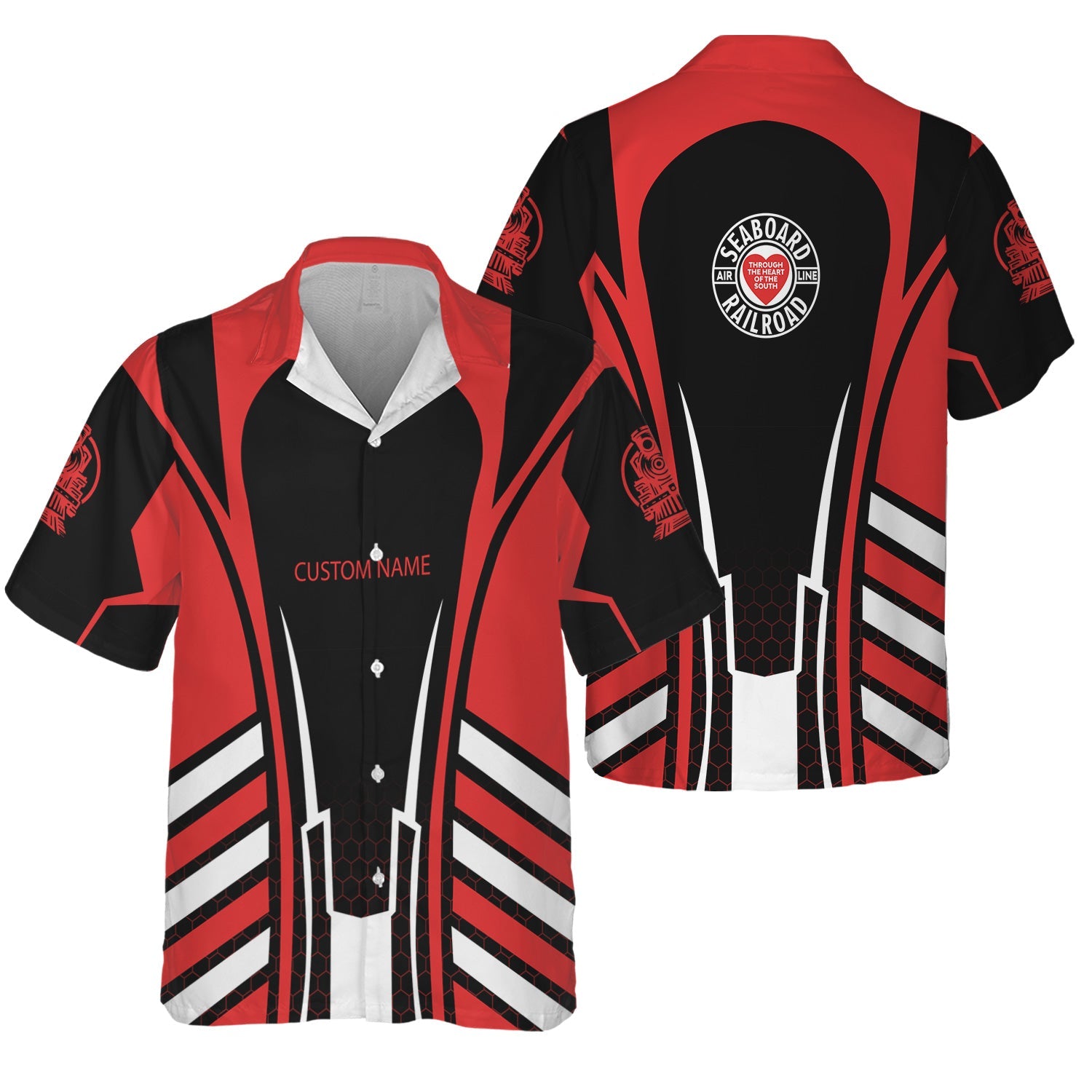 Railspirit Personalized Seaboard Air Line Railroad Hawaiian Shirt Striped Railroad Style Train Shirt All Over Print