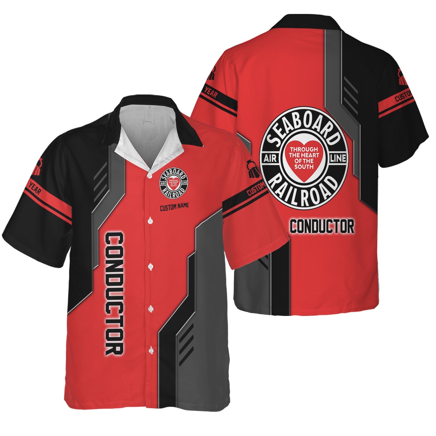 Railspirit Personalized Seaboard Air Line Railroad Hawaiian Shirt Unique Railway Style with Custom Job Train Shirt