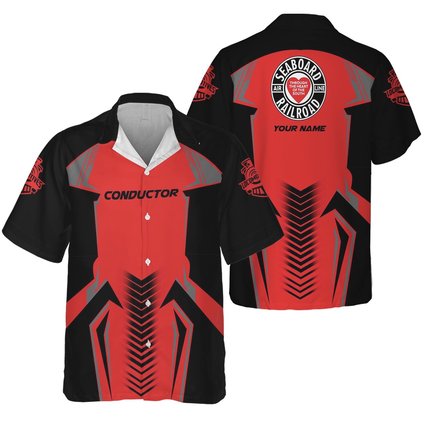 Railspirit Personalized Seaboard Air Line Railroad Hawaiian Shirt Standout Style with Custom Position Train Shirt