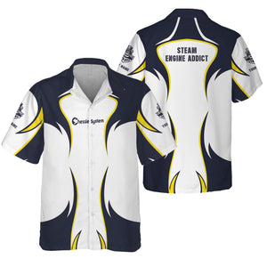 Railspirit Personalized Chessie System Railroad Hawaiian Shirt Distinctive Flame Style Shirt For Steam Engine Addict