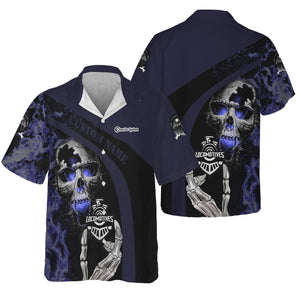 Railspirit Personalized Chessie System Railroad Hawaiian Shirt Flame Skull Design Train Shirt for Locomotive Fans