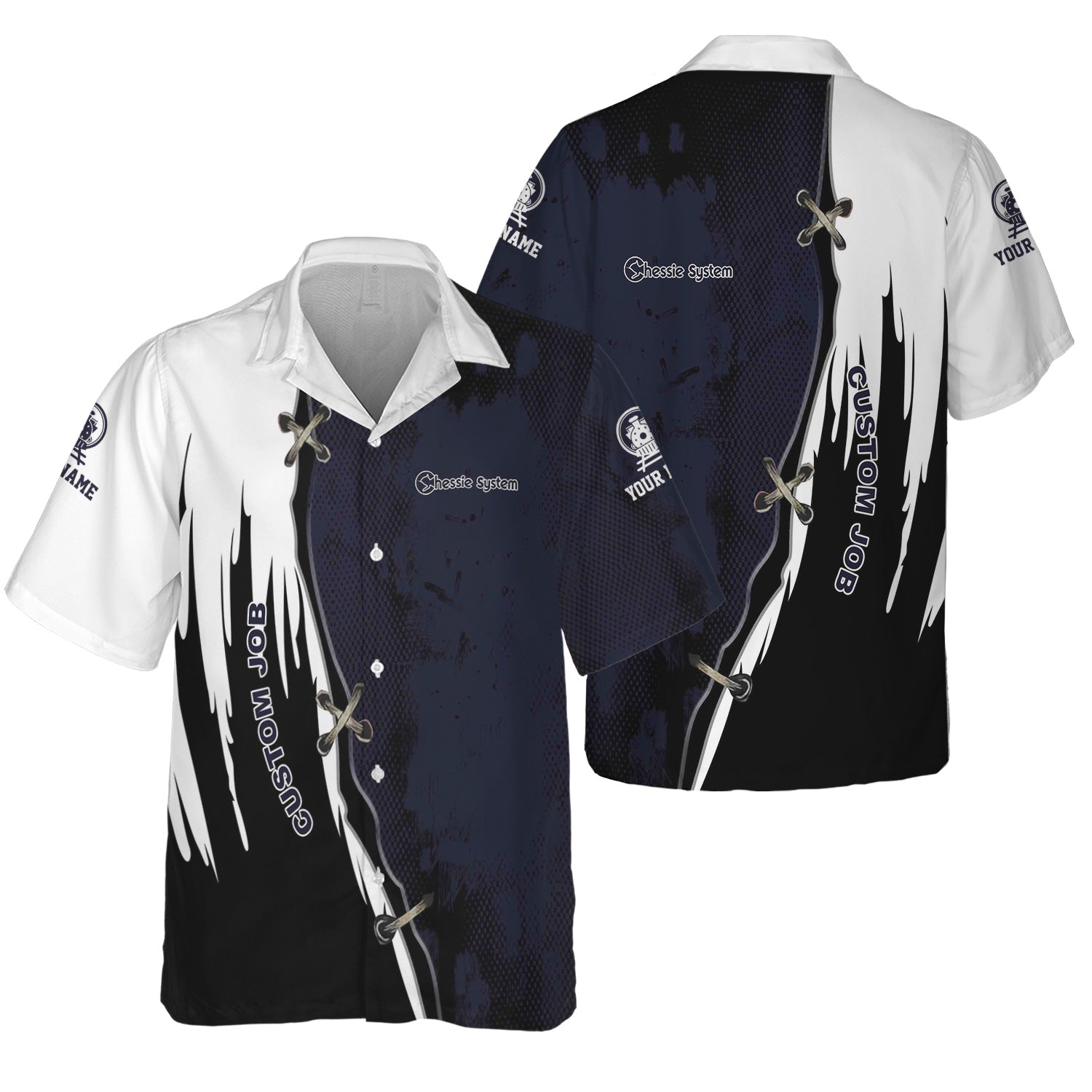 Railspirit Personalized Chessie System Railroad Hawaiian Shirt Retro Stitches Design with Custom Position Train Shirt