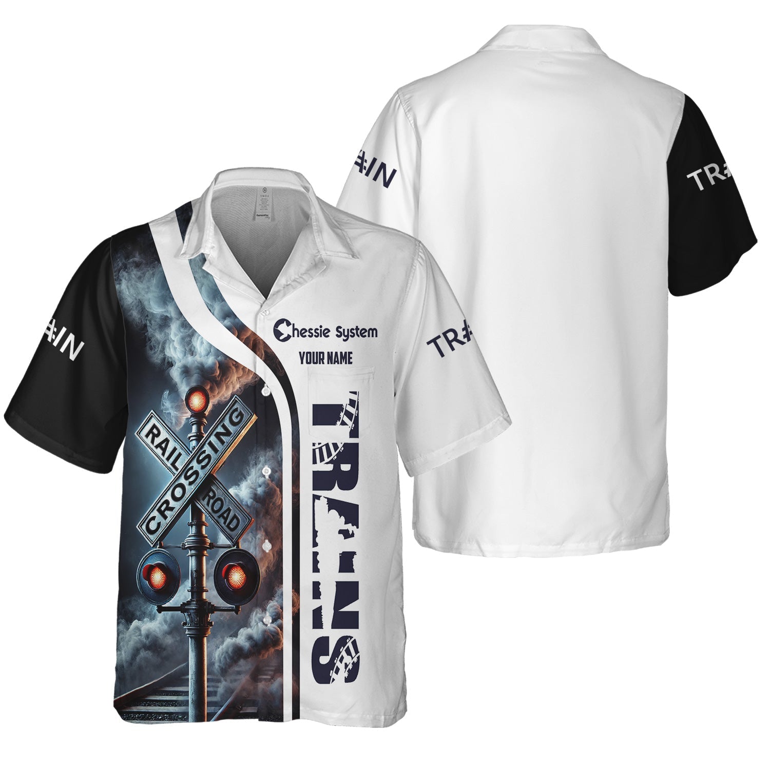 Railspirit Custom Name Chessie System Railroad Hawaiian Shirt Railroad Crossing Sign Printed Train Shirt