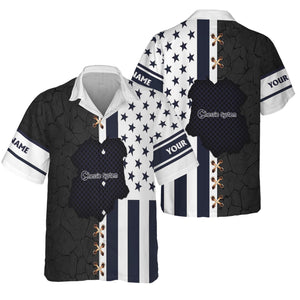 Railspirit Personalized Chessie System Railroad Hawaiian Shirt American Flag with Crack Effect Train Shirt