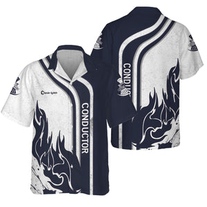 Railspirit Personalized Chessie System Railroad Hawaiian Shirt Flame Design with Custom Job Position Train Shirt