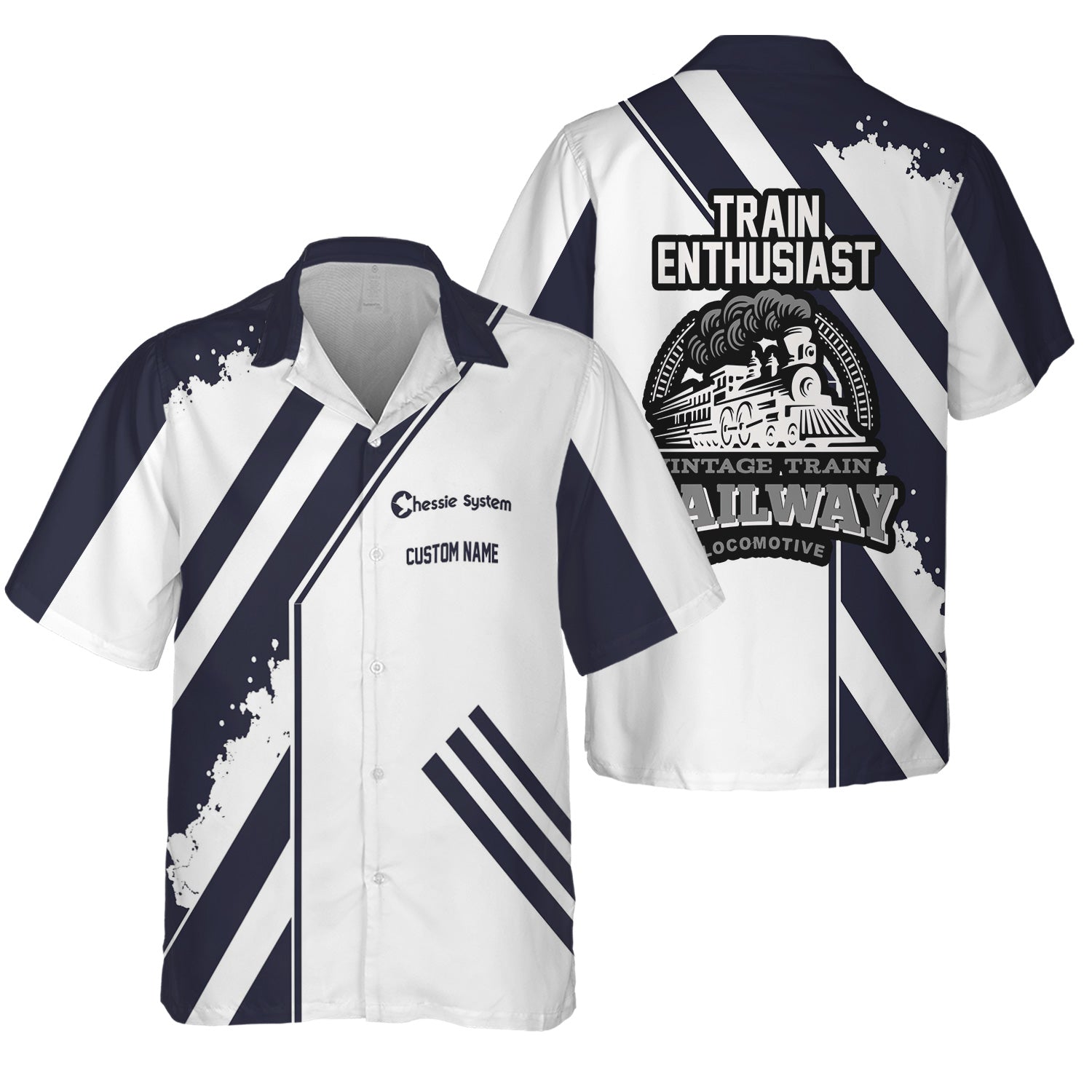 Railspirit Personalized Chessie System Railroad Hawaiian Shirt Locomotive Design Train Shirt for Train Enthusiast