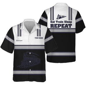 Railspirit Custom Name Chessie System Railroad Hawaiian Shirt Eat Train Sleep Repeat Printed Train Shirt