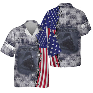 Railspirit Personalized Chessie System Railroad Hawaiian Shirt Retro American Express Train With USA Flag Shirt