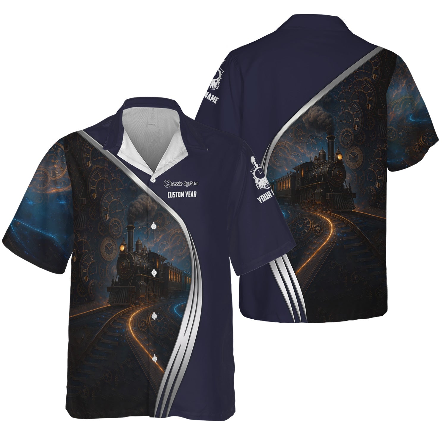 Railspirit Personalized Chessie System Railroad Hawaiian Shirt Steampunk Locomotive with Custom Year Train Shirt