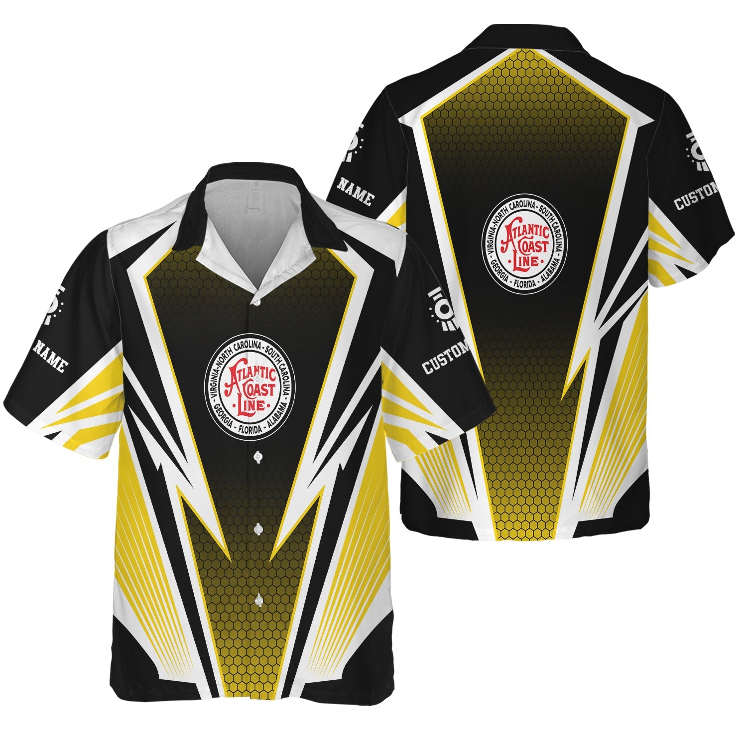 Railspirit Personalized Atlantic Coast Line Railroad Hawaiian Shirt Lightning Graphic Style Shirt Gift Idea For Train Lover