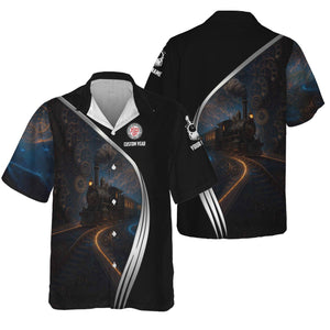 Railspirit Personalized Atlantic Coast Line Railroad Hawaiian Shirt Steampunk Locomotive with Custom Year Train Shirt