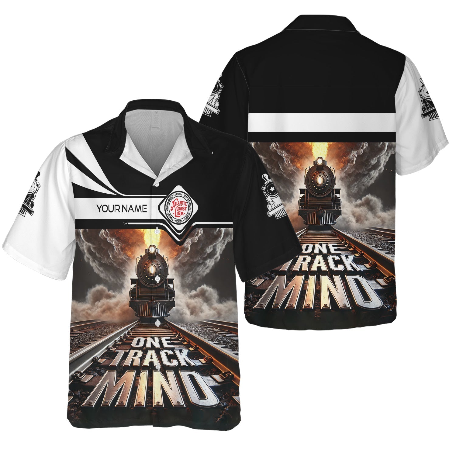 Railspirit Personalized Atlantic Coast Line Railroad Hawaiian Shirt One Track Mind Train Printed Shirt