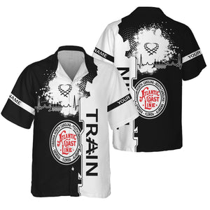 Railspirit Personalized Atlantic Coast Line Railroad Hawaiian Shirt Engine Heartbeat and Track Love Style Shirt Gift Idea For Train Lovers