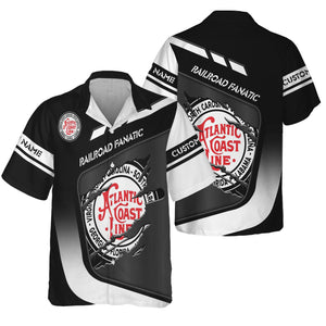 Railspirit Personalized Atlantic Coast Line Railroad Hawaiian Shirt Ripped Texture Style Train Shirt For Railroad Fanatic