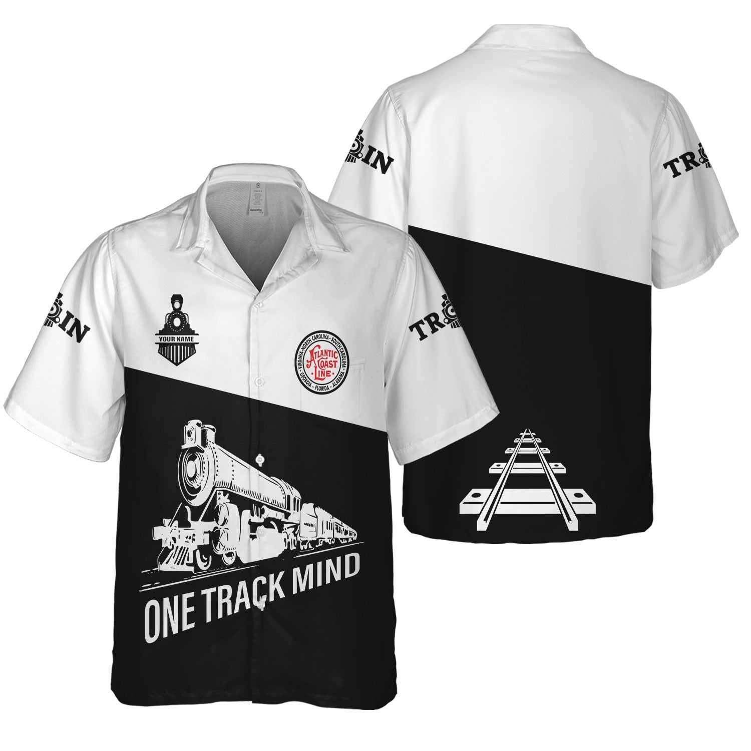 Railspirit Personalized Atlantic Coast Line Railroad Hawaiian Shirt One Track Mind Unisex Train Shirt Gift Idea For Train Lover