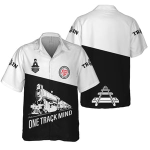Railspirit Personalized Atlantic Coast Line Railroad Hawaiian Shirt One Track Mind Unisex Train Shirt Gift Idea For Train Lover