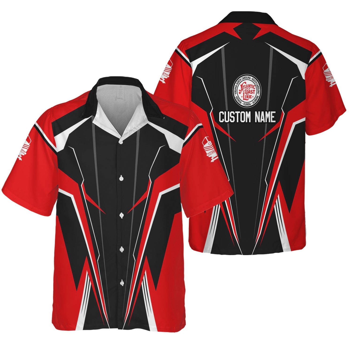 Railspirit Personalized Atlantic Coast Line Railroad Hawaiian Shirt Lightning-Edge Design Train Shirt For Railroad Lovers