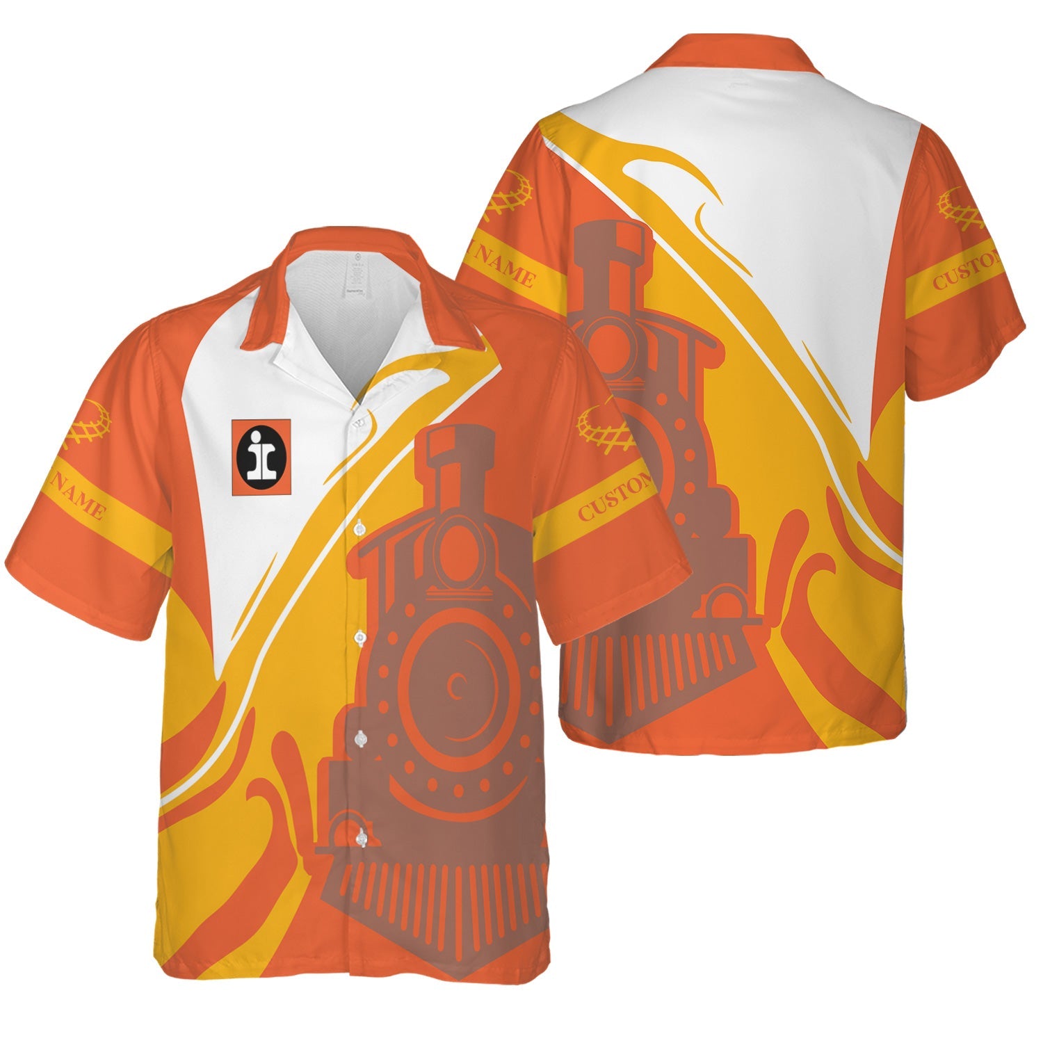Railspirit Personalized Illinois Central Railroad Hawaiian Shirt Flame-Inspired Style Shirt Gift Idea For Train Lovers