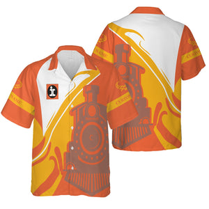Railspirit Personalized Illinois Central Railroad Hawaiian Shirt Flame-Inspired Style Shirt Gift Idea For Train Lovers