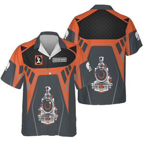 Railspirit Personalized Illinois Central Railroad Hawaiian Shirt Steam Locomotive Engine Graphic Train Shirt All Over Print