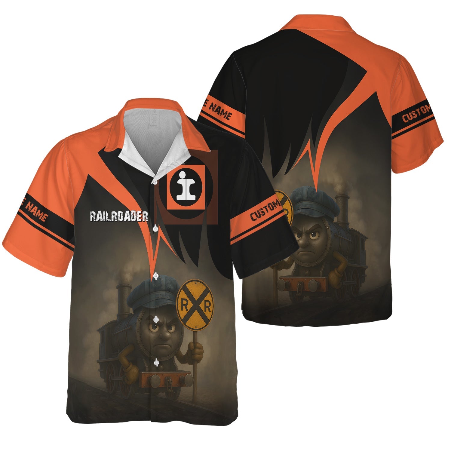 Railspirit Personalized Illinois Central Railroad Hawaiian Shirt Angry Train Hawaiian Shirt Gift Idea For Train Lover