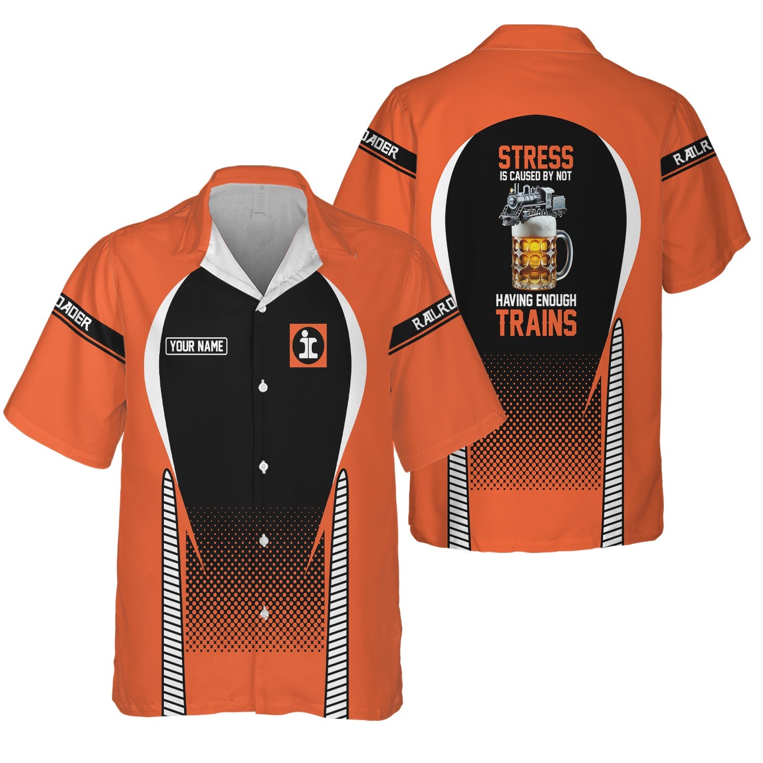 Railspirit Personalized Illinois Central Railroad Hawaiian Shirt Stress Is Caused By Not Having Enough Trains Shirt All Over Print