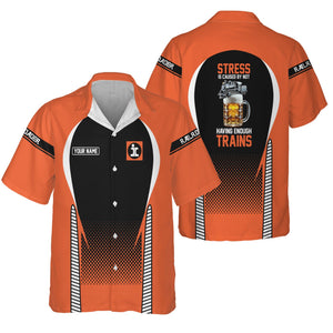 Railspirit  Personalized  Illinois Central Railroad Hawaiian Shirt  Stress Is Caused By Not Having Enough Trains  Shirt All Over Print