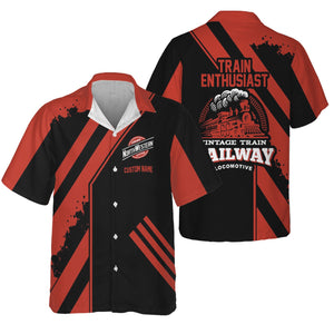 Railspirit Personalized Chicago and North Western Railway Hawaiian Shirt Locomotive Design Train Shirt for Train Enthusiast