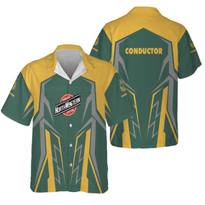 Railspirit Personalized Chicago and North Western Railway Hawaiian Shirt Futuristic Design with Custom Job Train Shirt