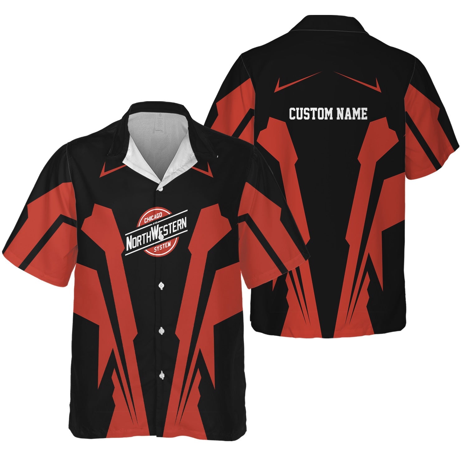 Railspirit Personalized Chicago and North Western Railway Hawaiian Shirt Strong Line Style Train Unisex Shirt All Over Print