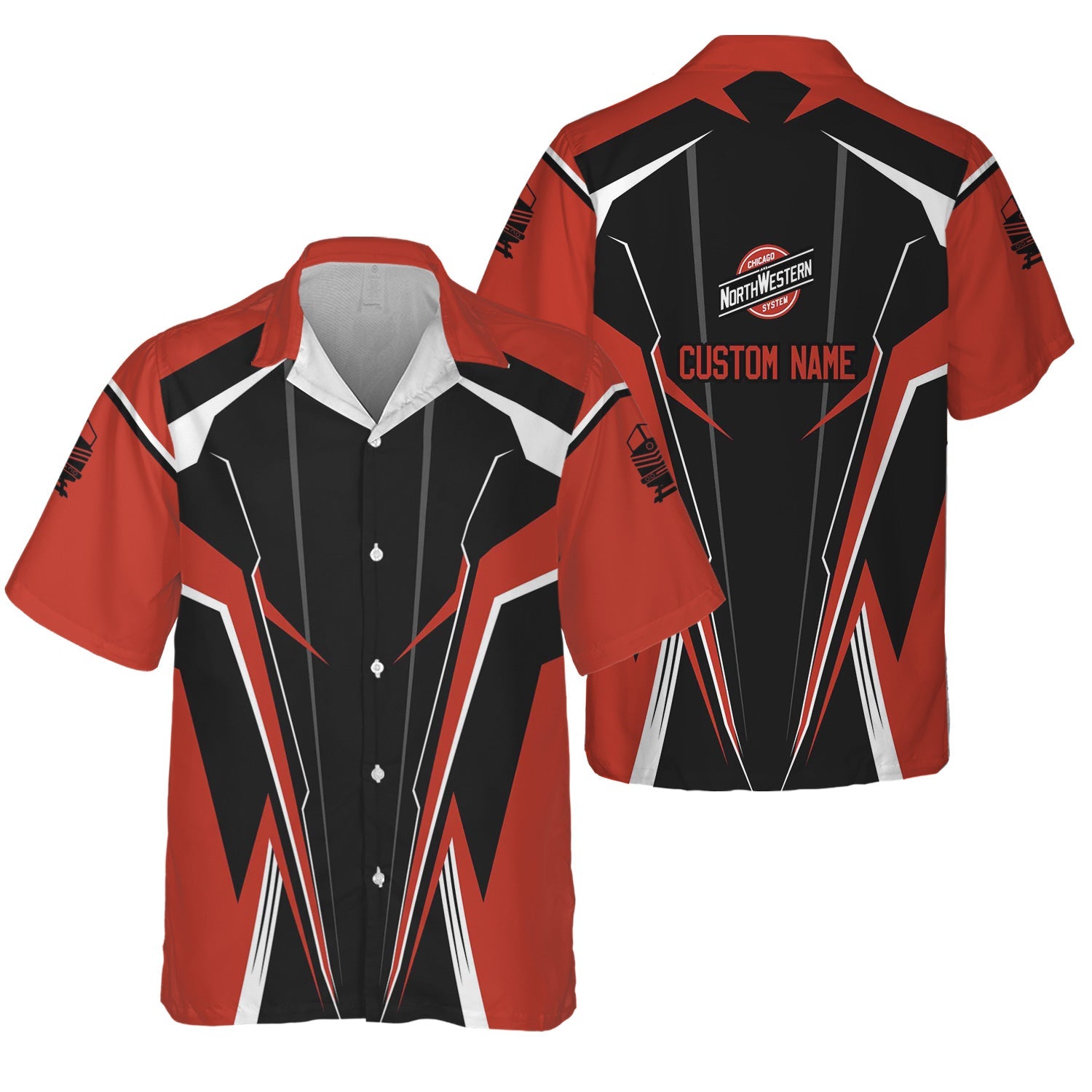 Railspirit Personalized Chicago and North Western Railway Hawaiian Shirt Lightning-Edge Design Train Shirt For Railroad Lovers
