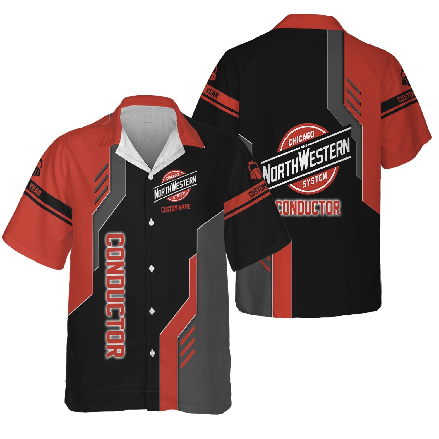 Railspirit Personalized Chicago and North Western Railway Hawaiian Shirt Unique Railway Style with Custom Job Train Shirt