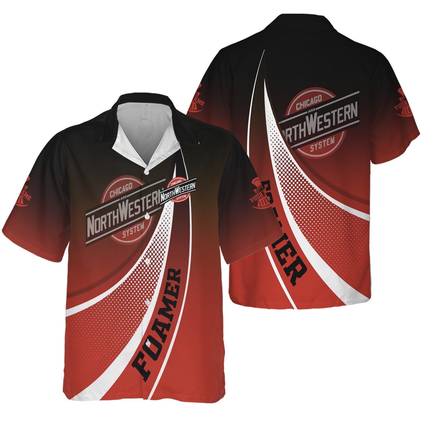 Railspirit Personalized Chicago and North Western Railway Hawaiian Shirt Railway-Themed Style Shirt Gift Idea For Trainspotter