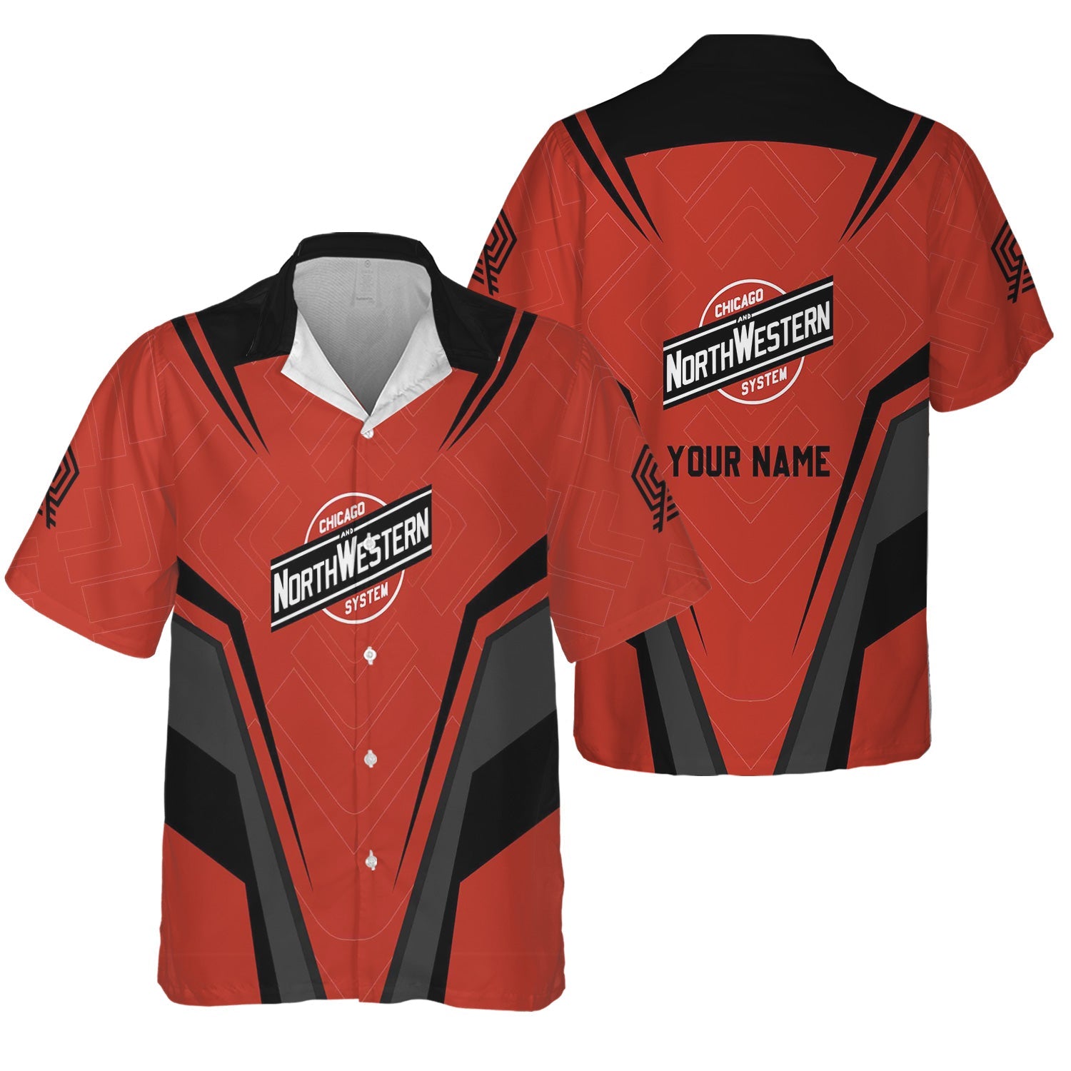 Railspirit Personalized Chicago and North Western Railway Hawaiian Shirt Railway Inspired Apparel Train Shirt For Train Lovers