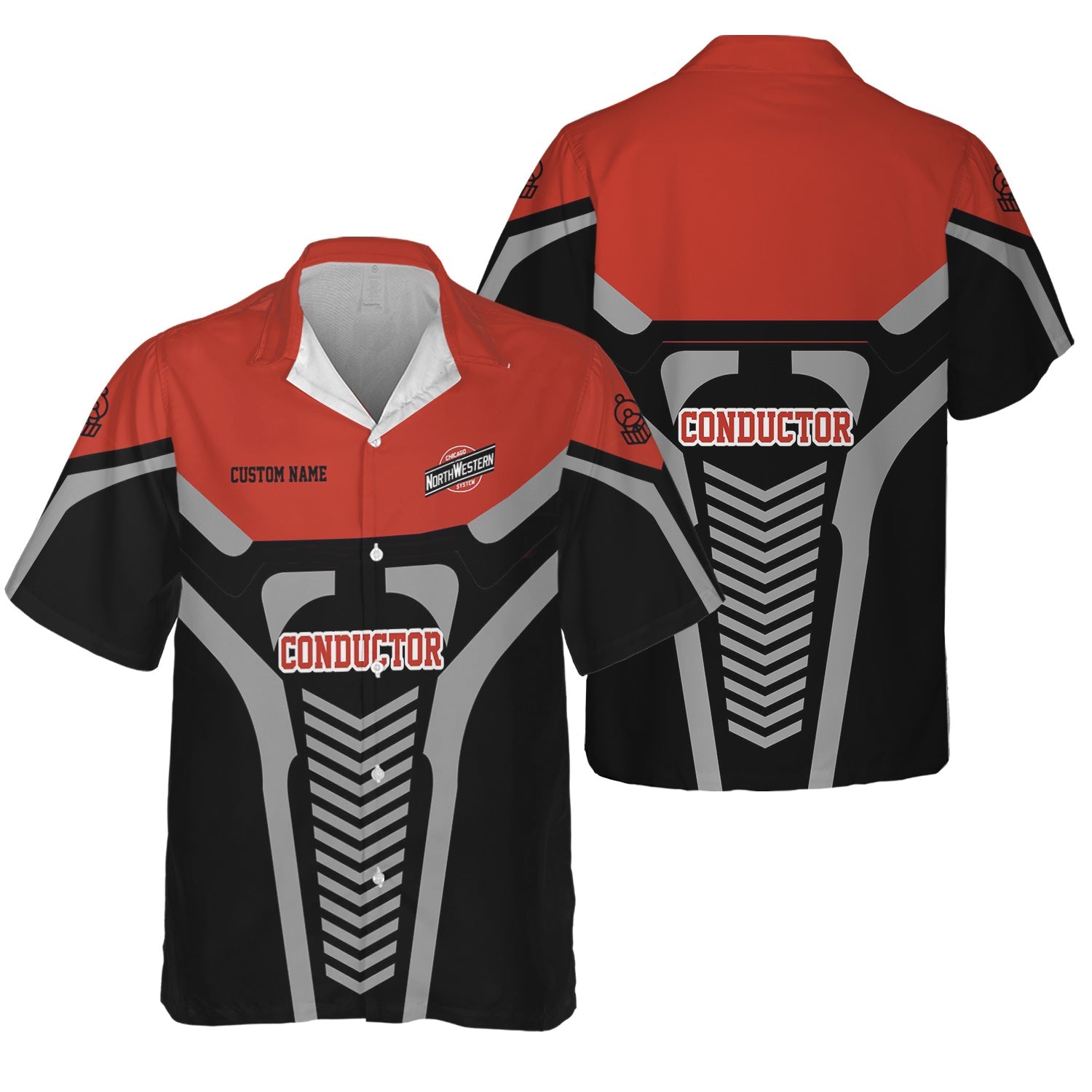 Railspirit Personalized Chicago and North Western Railway Hawaiian Shirt Track-Inspired with Custom Job Position Train Shirt