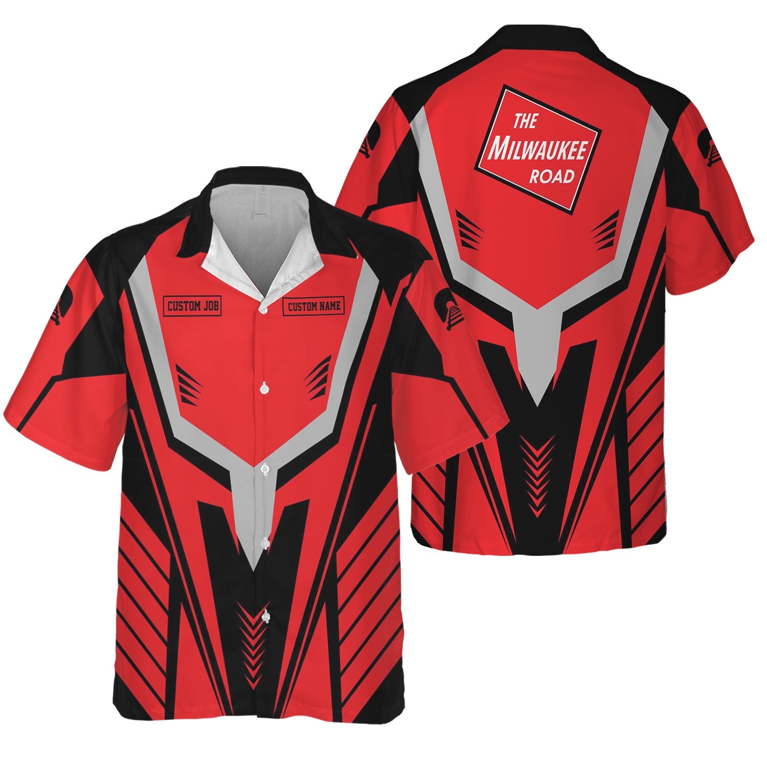 Railspirit Personalized Chicago, Milwaukee, St. Paul and Pacific Railroad Hawaiian Shirt Workwear-Inspired Custom Position Milwaukee Road Train Shirt