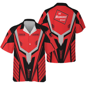 Railspirit Personalized Chicago, Milwaukee, St. Paul and Pacific Railroad Hawaiian Shirt Workwear-Inspired Custom Position Milwaukee Road Train Shirt
