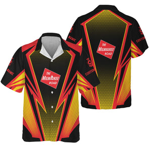Railspirit Personalized Chicago, Milwaukee, St.Paul and Pacific Railroad Hawaiian Shirt Lightning Graphic Style Milwaukee Road Shirt Gift For Train Lover