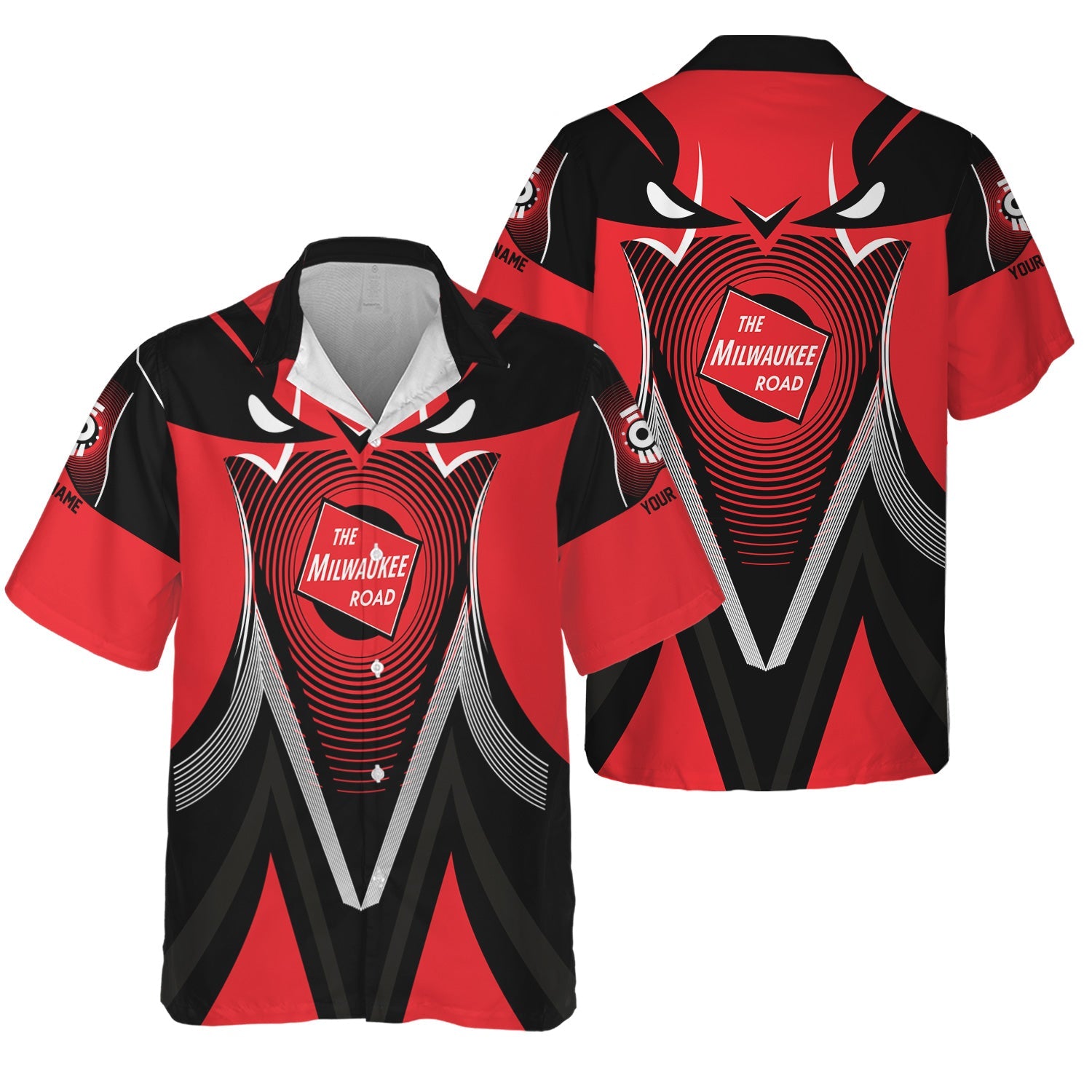 Railspirit Personalized Chicago, Milwaukee, St. Paul and Pacific Railroad Hawaiian Shirt Vibrant Graphic Pattern Milwaukee Road Shirt