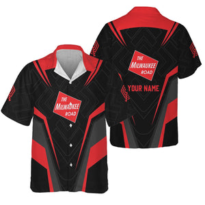 Railspirit Personalized Chicago, Milwaukee, St. Paul and Pacific Railroad Hawaiian Shirt Railway Inspired Apparel Milwaukee Road Train Shirt