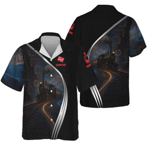 Railspirit Personalized Chicago, Milwaukee, St. Paul and Pacific Railroad Hawaiian Shirt Steampunk with Custom Year Milwaukee Road Train Shirt