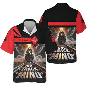 Railspirit Personalized Chicago, Milwaukee, St. Paul and Pacific Railroad Hawaiian Shirt One Track Mind Milwaukee Road Train Printed Shirt