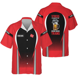 Railspirit Personalized Chicago, Milwaukee, St. Paul and Pacific Railroad Hawaiian Shirt Stress Is Caused By Not Having Enough Trains Milwaukee Road Shirt All Over Print