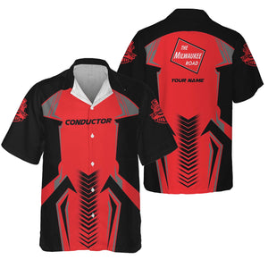 Railspirit Personalized Chicago, Milwaukee, St. Paul and Pacific Railroad Hawaiian Shirt Standout Style Custom Position Milwaukee Road Train Shirt